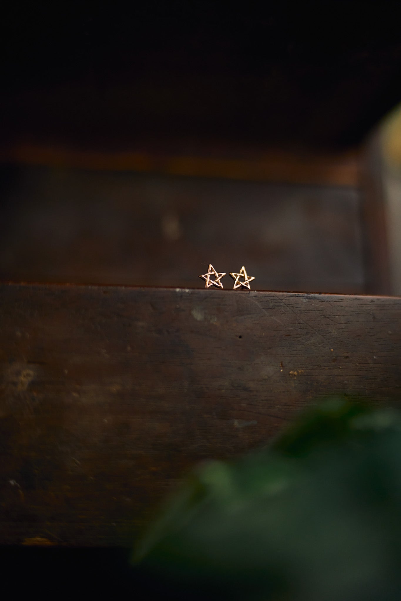 Rose Gold Wildwood Pentagram Stud Earrings