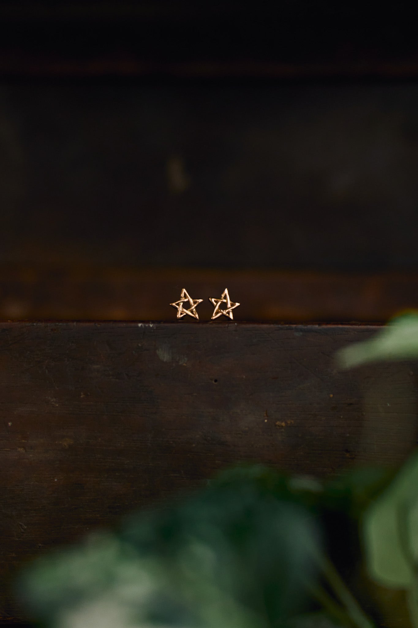 Rose Gold Wildwood Pentagram Stud Earrings