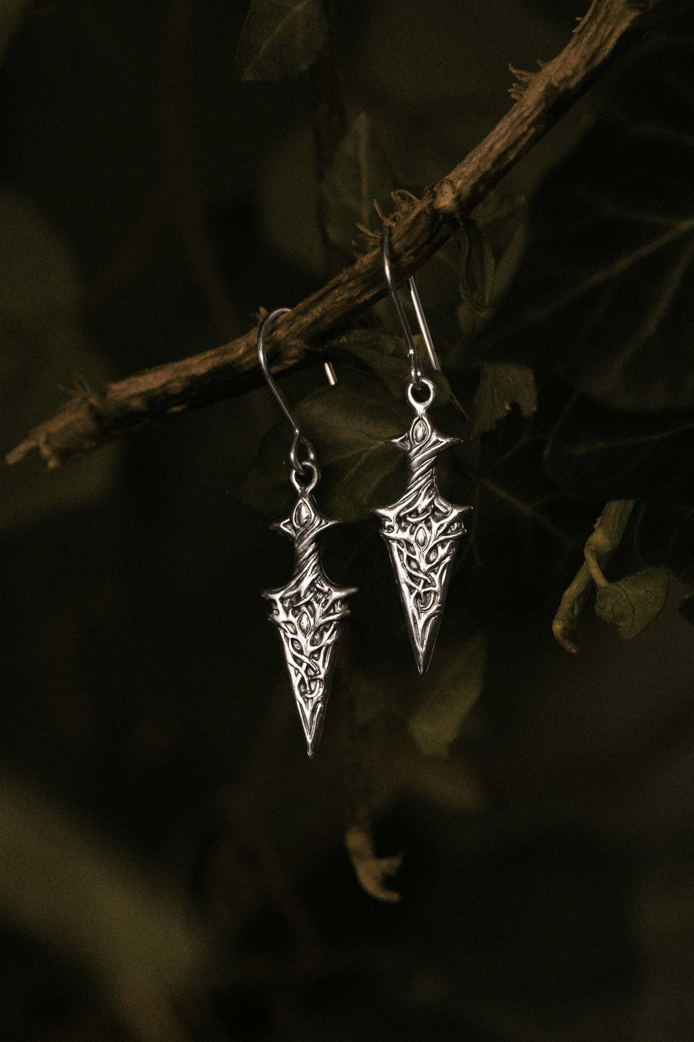 Athame (Fairy Dagger) Sterling Silver Earrings