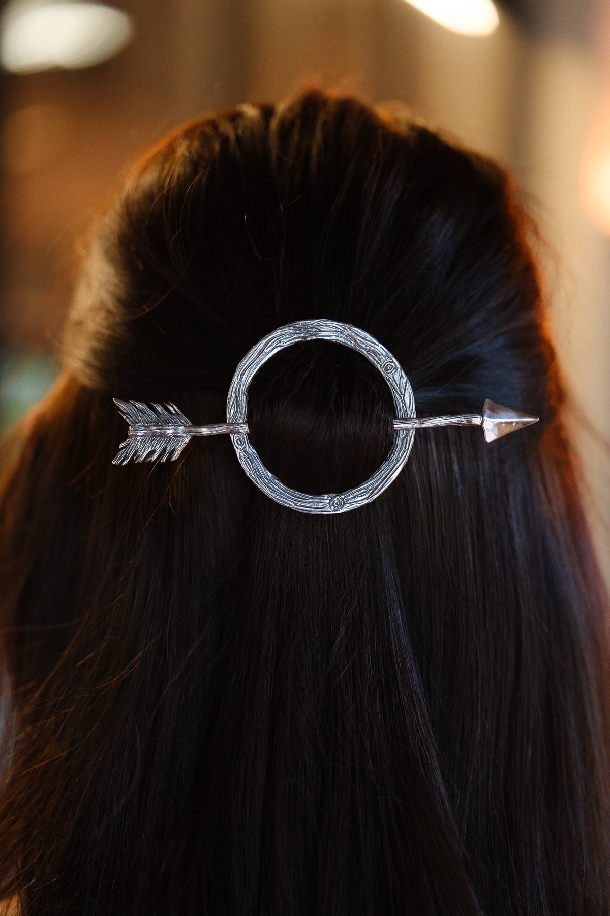 Skadi Sterling Silver Arrow and Woodland Hair Ring Slide and Pin