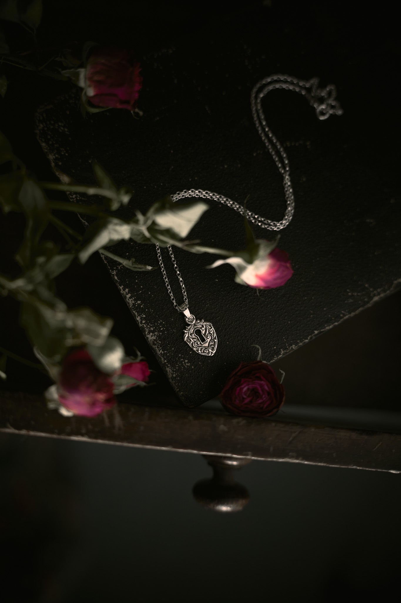 Gothic Lock Pendant Necklace