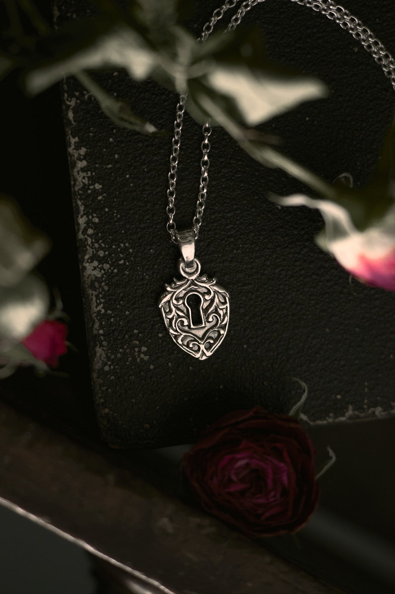 Gothic Lock Pendant Necklace