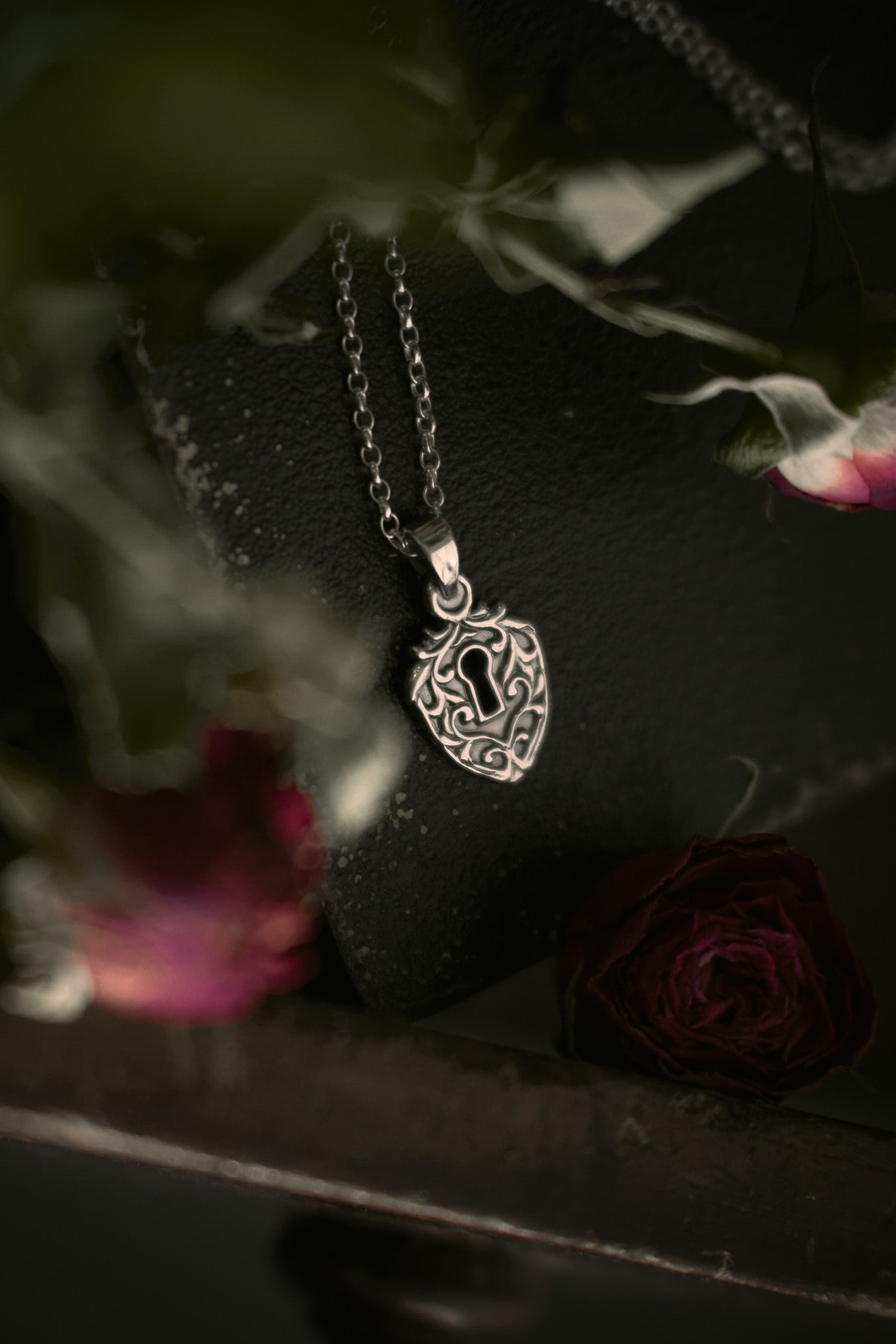 Gothic Lock Pendant Necklace
