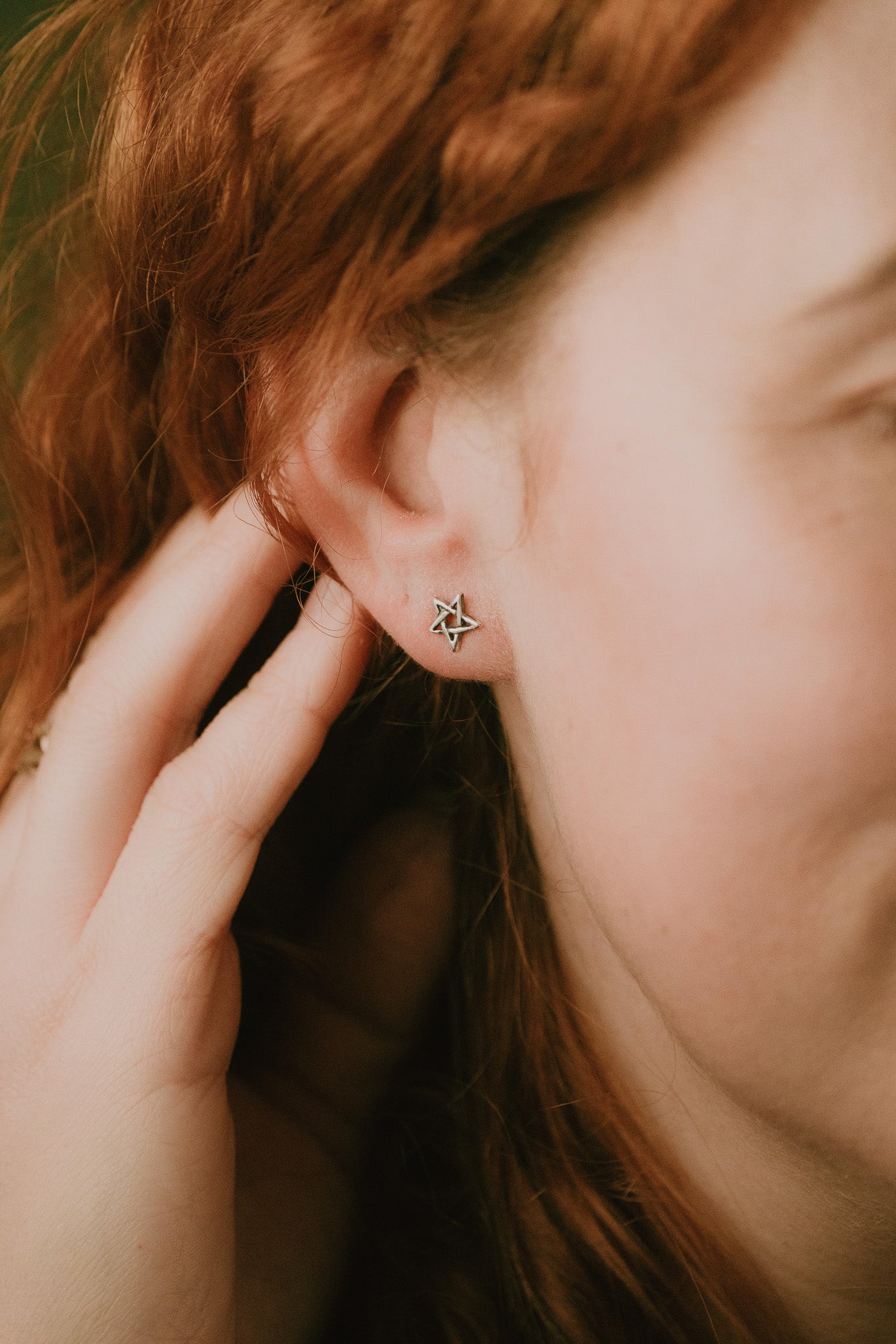 Rose Gold Wildwood Pentagram Stud Earrings