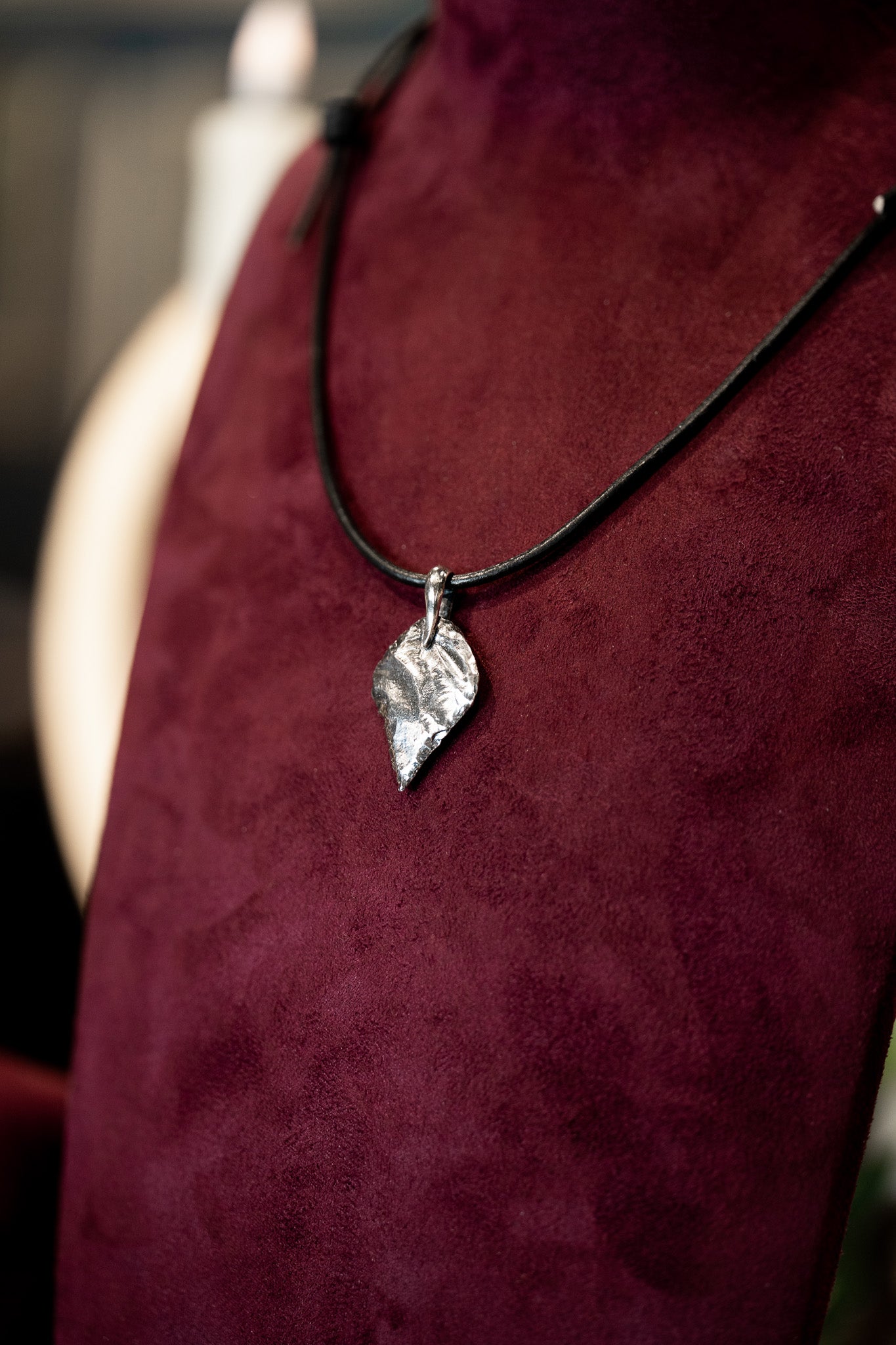 Replica Arrowhead Sterling Silver and Leather Necklace