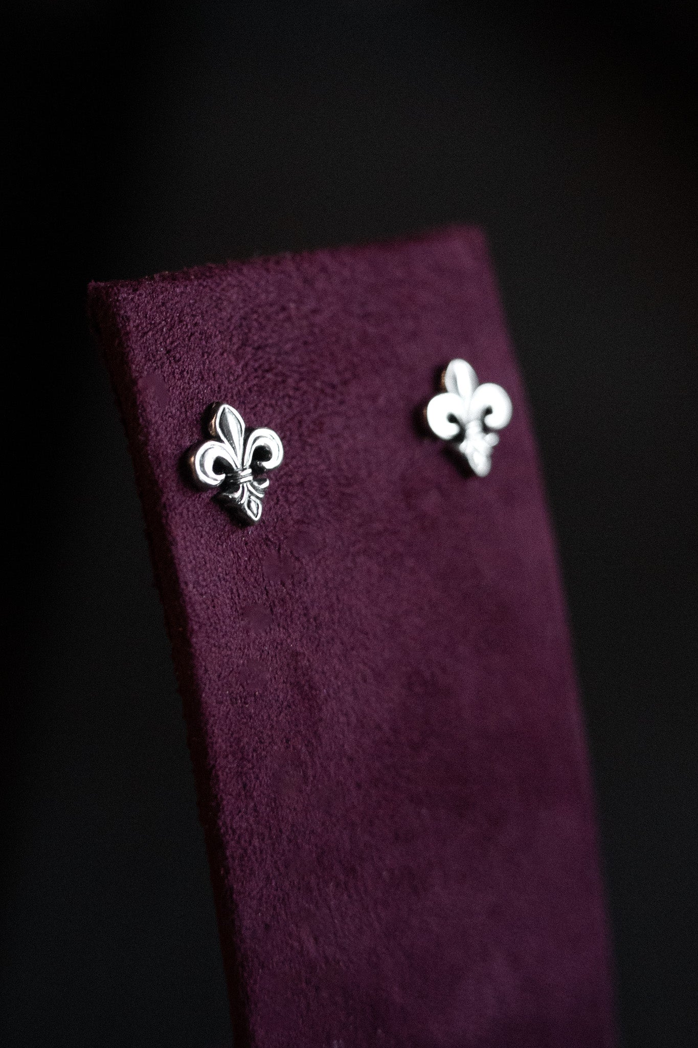 Fleur-de-lis Dangle Silver Stud Earrings