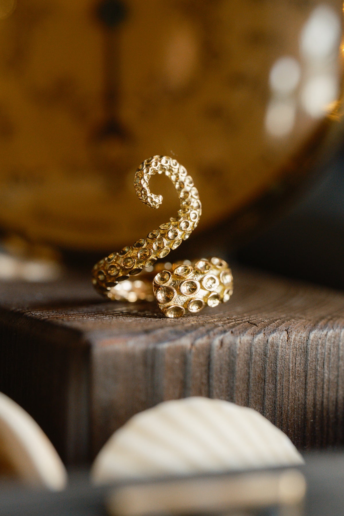 The Kraken Gold Adjustable Tentacle Ring