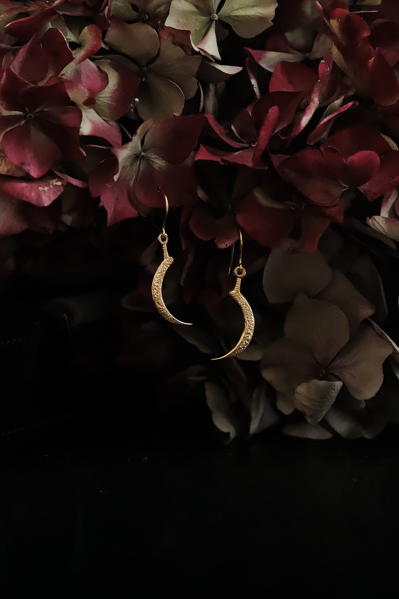 Sickle of Demeter Gold Dangle Earrings