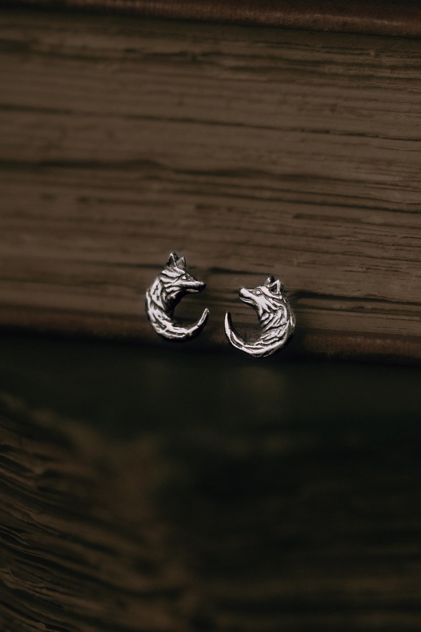 Wolf Moon - Wolf Crescent Stud Earrings