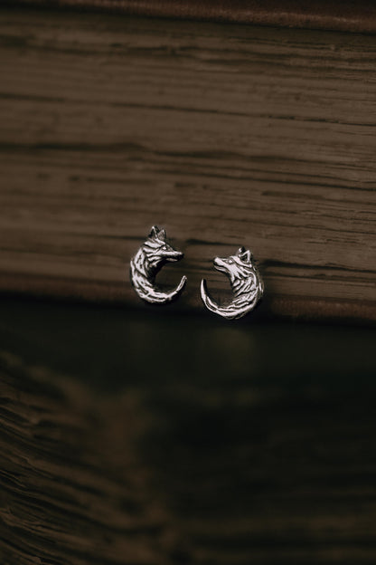 Wolf Moon - Wolf Crescent Stud Earrings