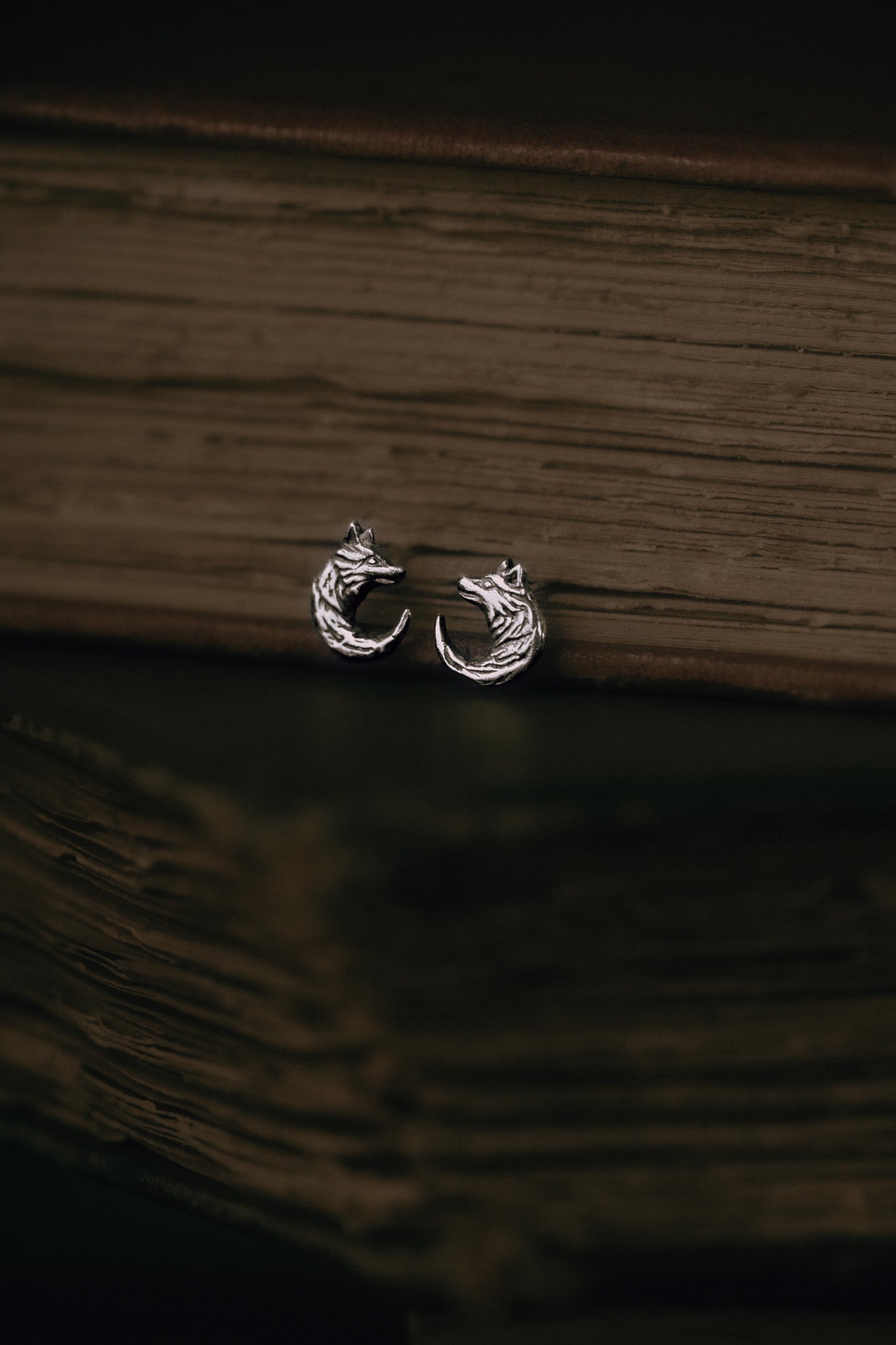 Wolf Moon - Wolf Crescent Stud Earrings