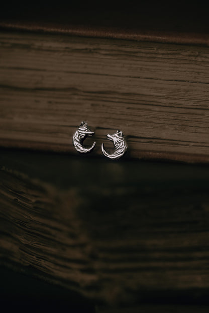 Wolf Moon - Wolf Crescent Stud Earrings