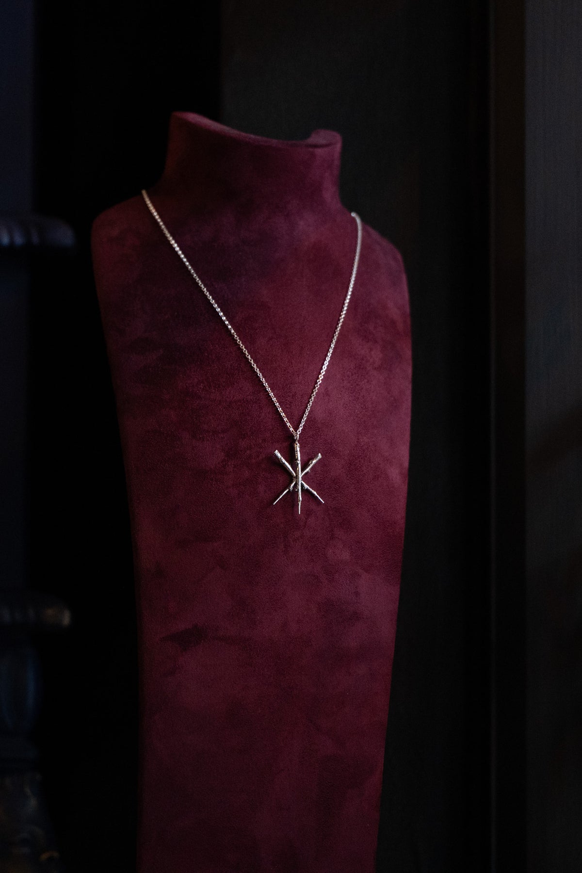 Cailleach Sterling Silver Blackthorn Star Charm Necklace (Caillagh y Groamagh)