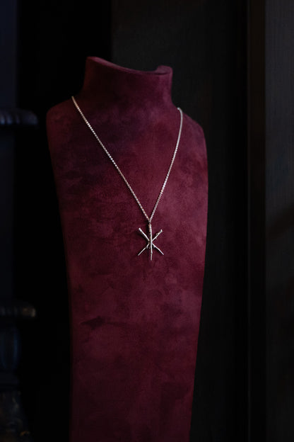 Cailleach Sterling Silver Blackthorn Star Charm Necklace (Caillagh y Groamagh)