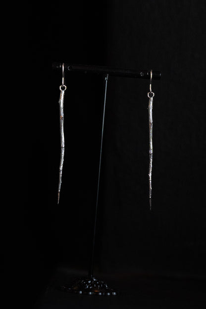 Cailleach Sterling Silver Blackthorn Thorn Dangle Earrings (Caillagh y Groamagh)