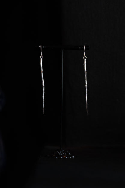 Cailleach Sterling Silver Blackthorn Thorn Dangle Earrings (Caillagh y Groamagh)