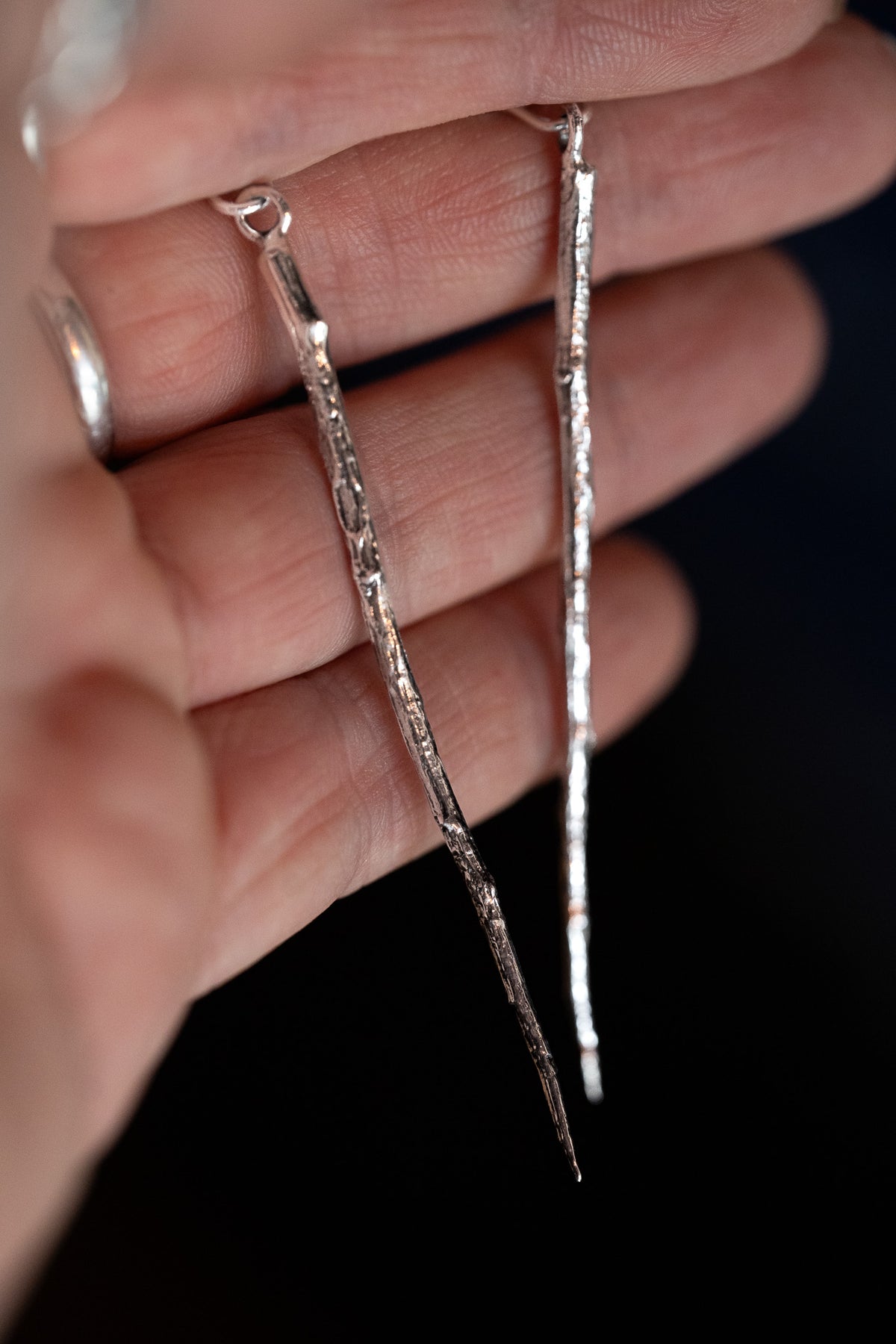 Cailleach Sterling Silver Blackthorn Thorn Dangle Earrings (Caillagh y Groamagh)