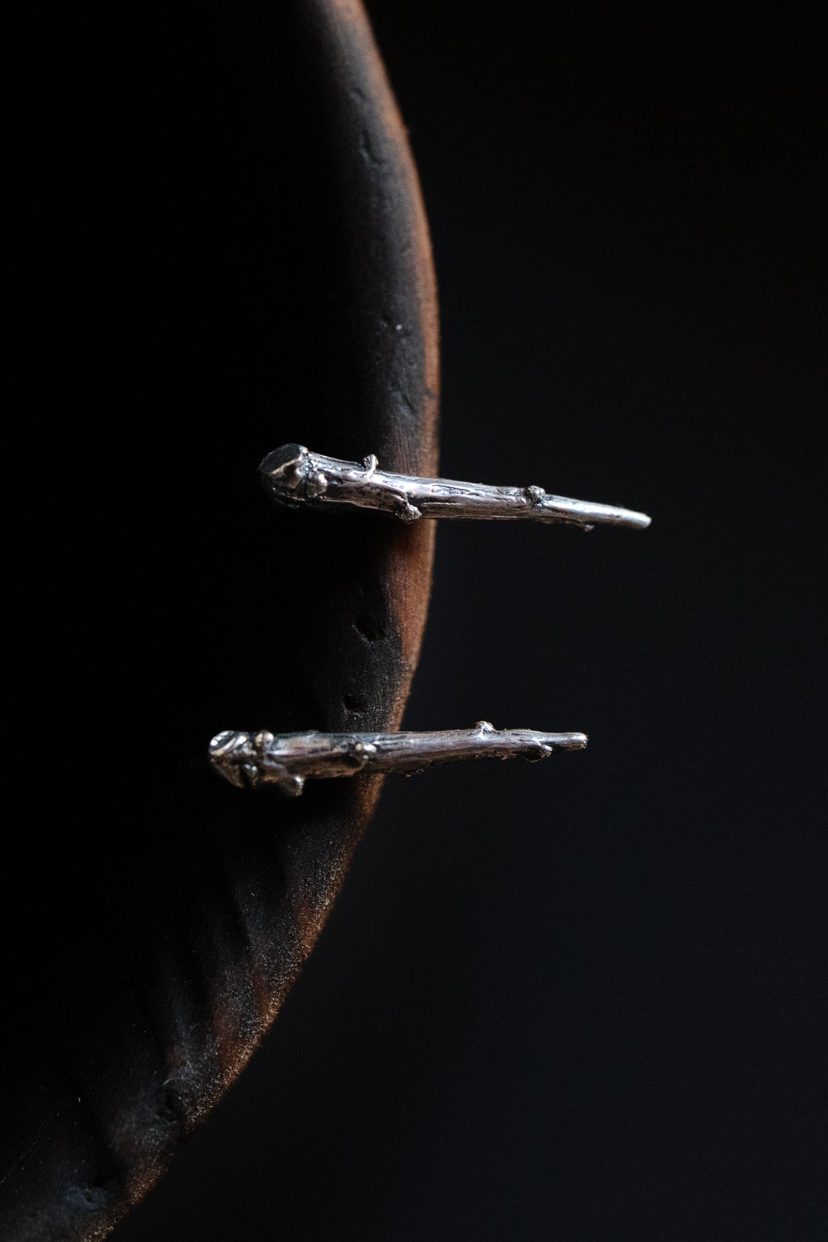 Cailleach Sterling Silver Blackthorn Thorn Stud Earrings (Caillagh y Groamagh)