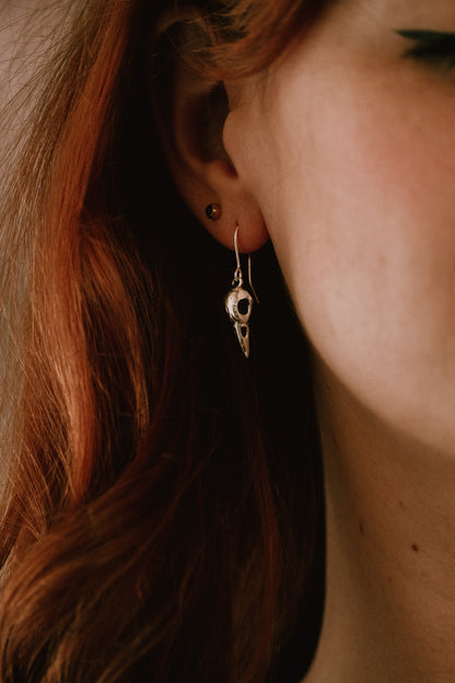 Raven Skull Dangle Earrings