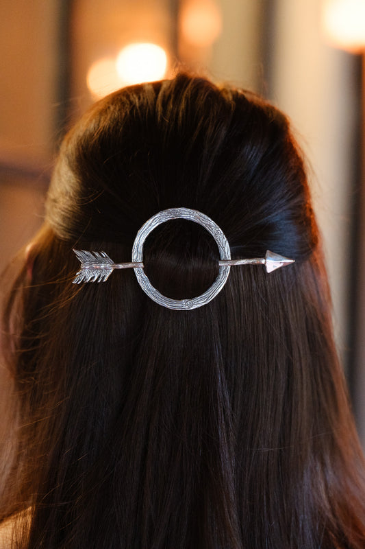 Skadi Sterling Silver Arrow and Woodland Hair Ring Slide and Pin