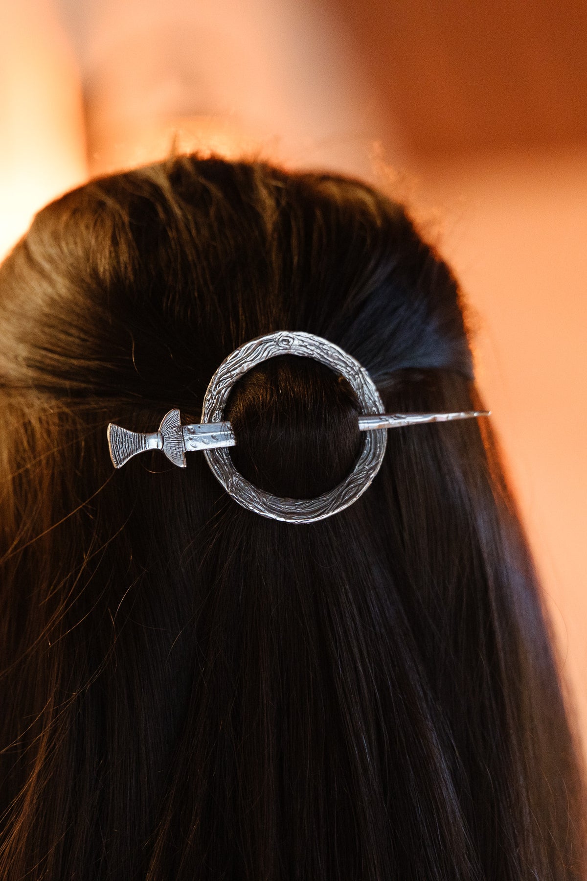 Scathach Sterling Silver Sword and Woodland Hair Slide and Pin