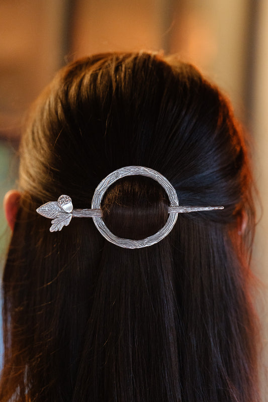 Embla Elm, Ash and Oak Sterling Silver Hair Circlet Slide and Pin