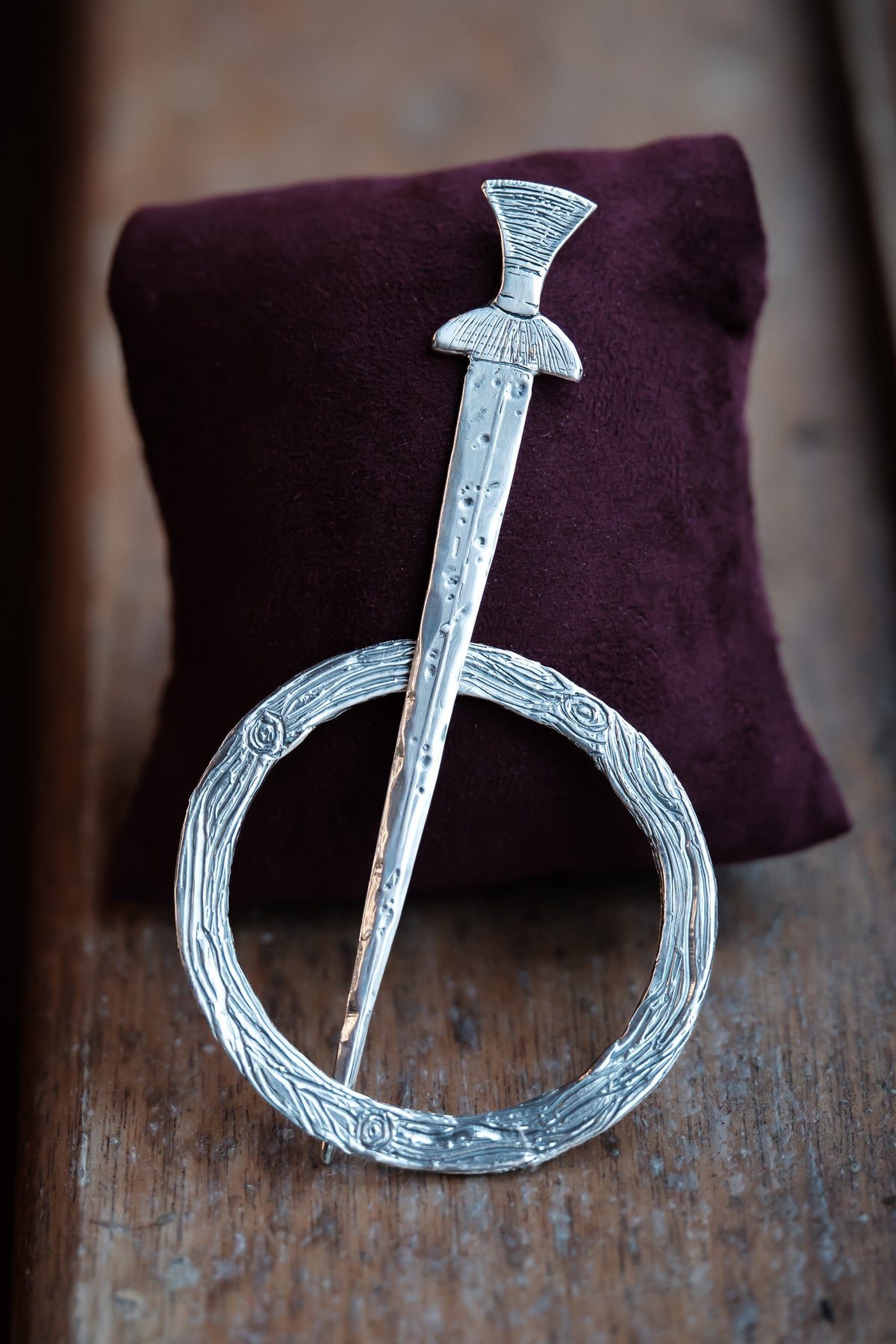 Scathach Sterling Silver Sword and Woodland Hair Slide and Pin