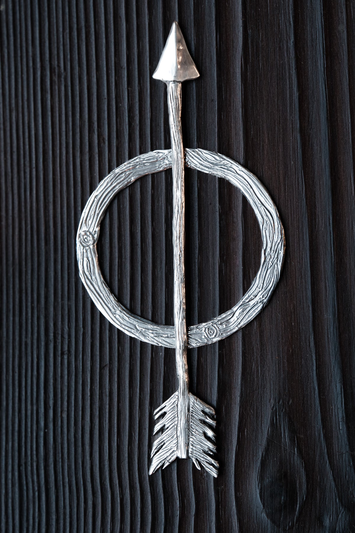 Skadi Sterling Silver Arrow and Woodland Hair Ring Slide and Pin