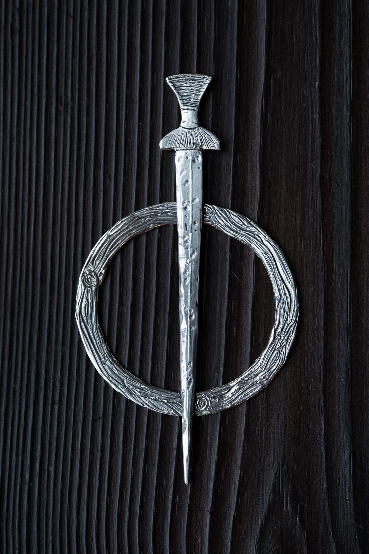 Scathach Sterling Silver Sword and Woodland Hair Slide and Pin