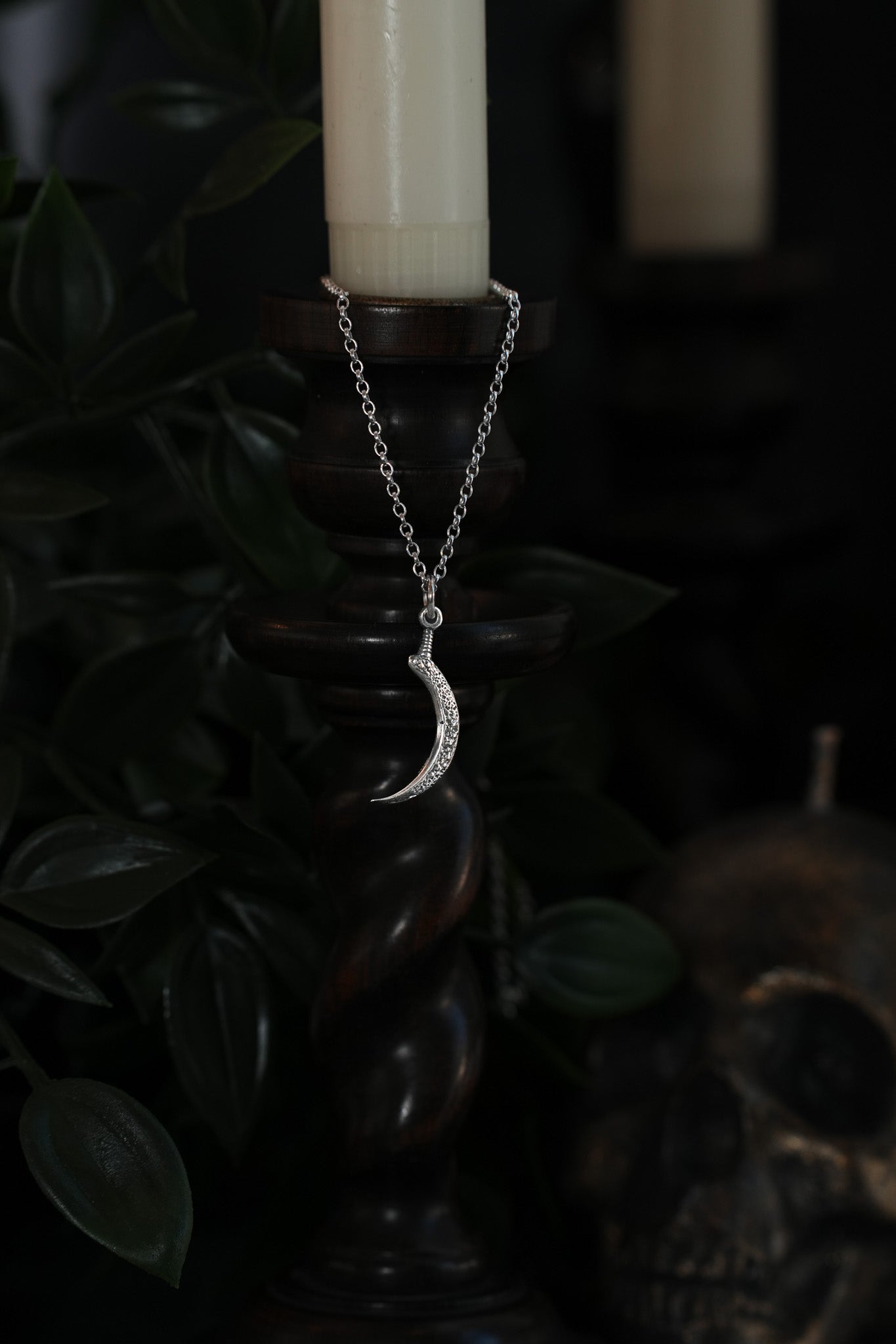 Demeter's Sickle Charm Pendant Necklace