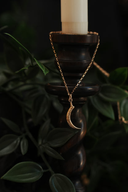 Gold Sickle of Demeter Pendant Necklace