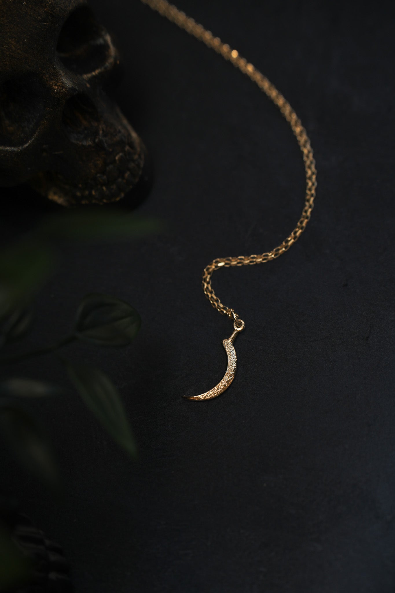 Gold Sickle of Demeter Pendant Necklace