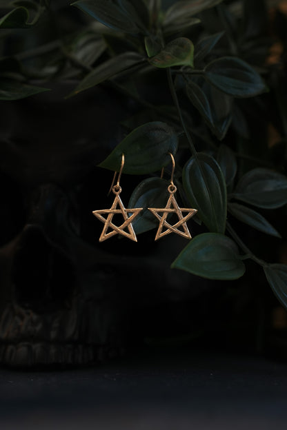 Gold Wildwood Pentagram Dangle Earrings
