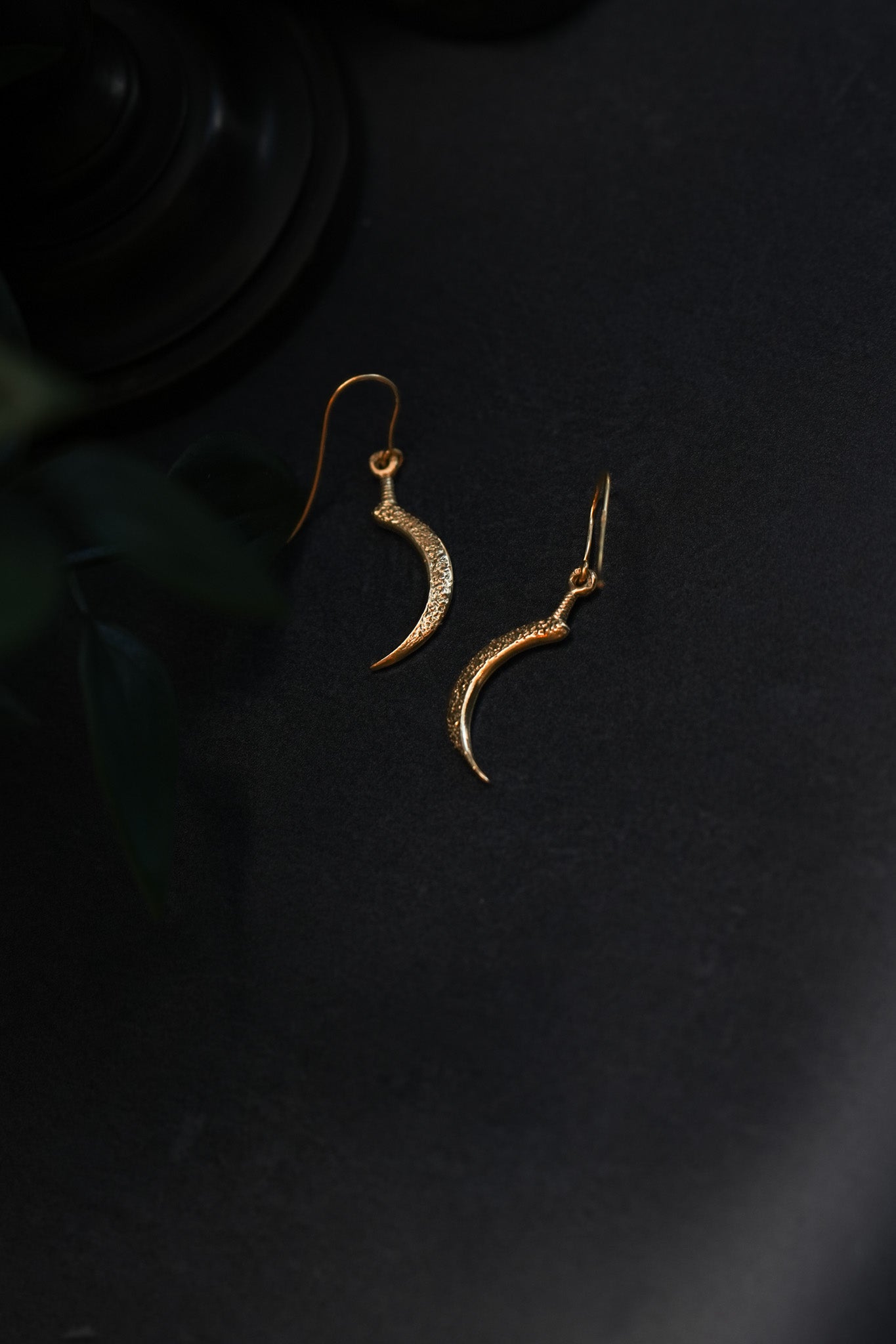 Sickle of Demeter Gold Dangle Earrings