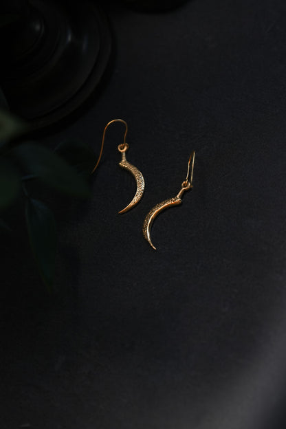 Sickle of Demeter Gold Dangle Earrings