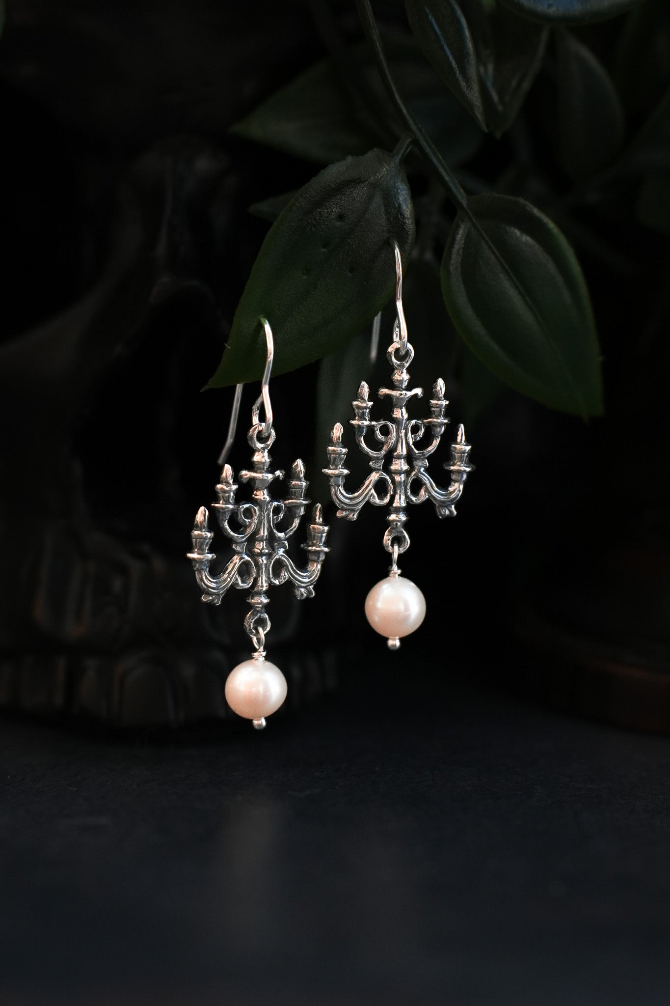 Sterling Silver Chandelier Earrings with Pearl