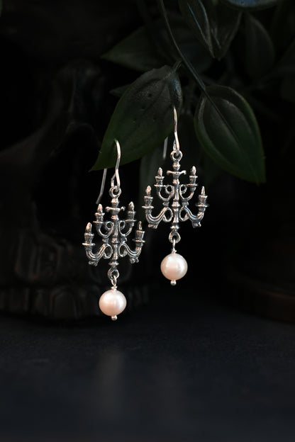 Sterling Silver Chandelier Earrings with Pearl