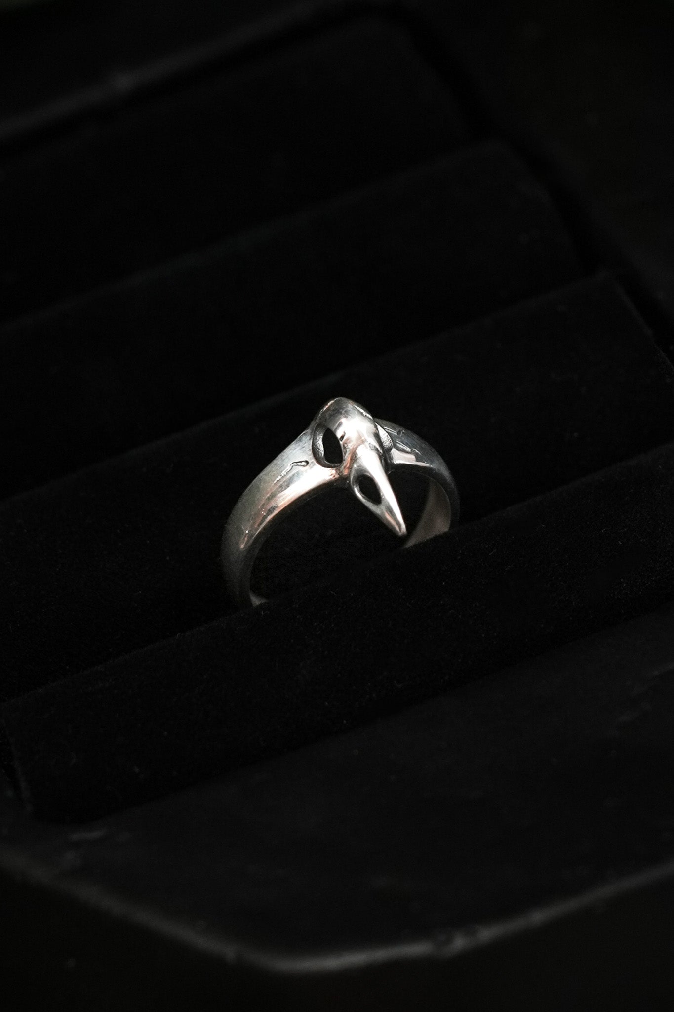 Sterling Silver Raven Skull Ring