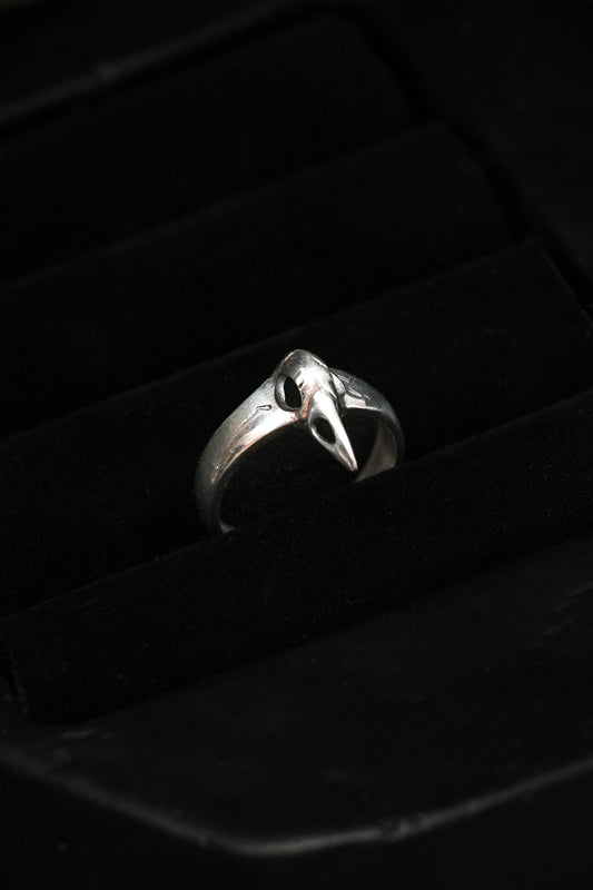 Sterling Silver Raven Skull Ring