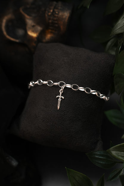 Sterling Silver Sword Charm Bracelet