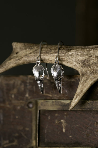 Raven Skull Dangle Earrings