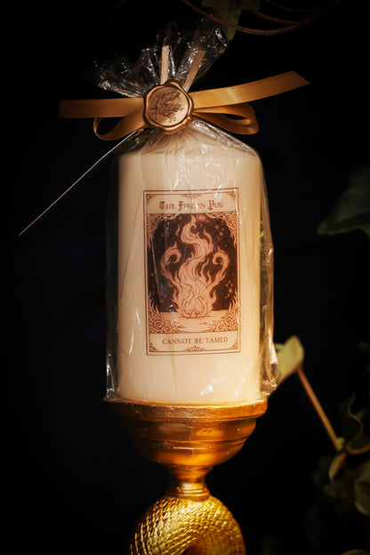 The Fire in you Cannot be Tamed - Tarot Inspired Pillar Candle