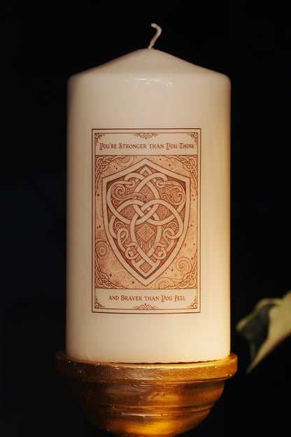 You're Stronger than you think, and Braver than you feel - Tarot Inspired Pillar Candle