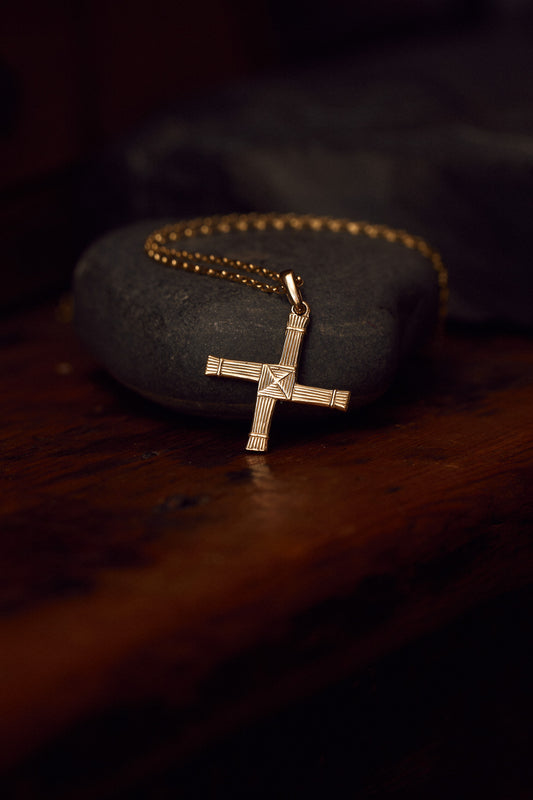 Gold St Brigid's Cross Pendant Necklace