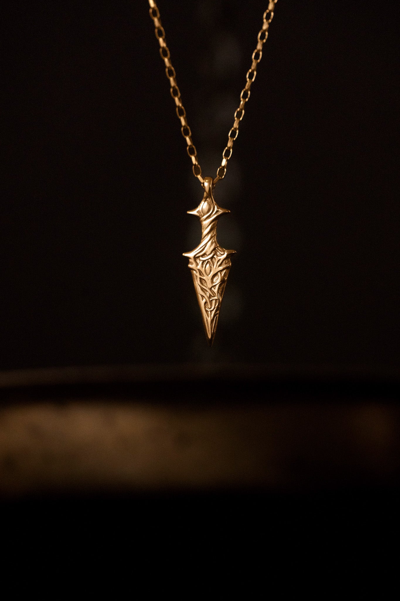 Athame (Fairy Dagger) Gold Necklace