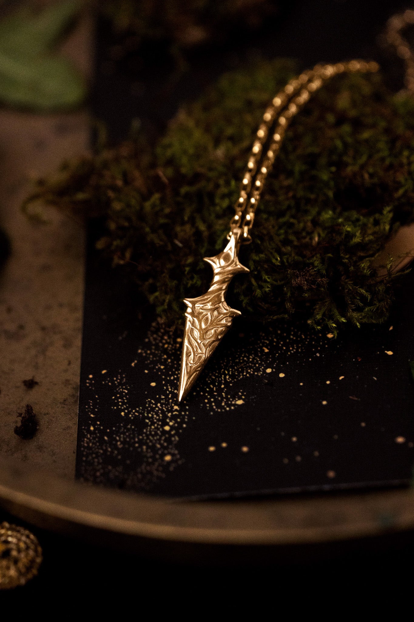 Athame (Fairy Dagger) Gold Necklace