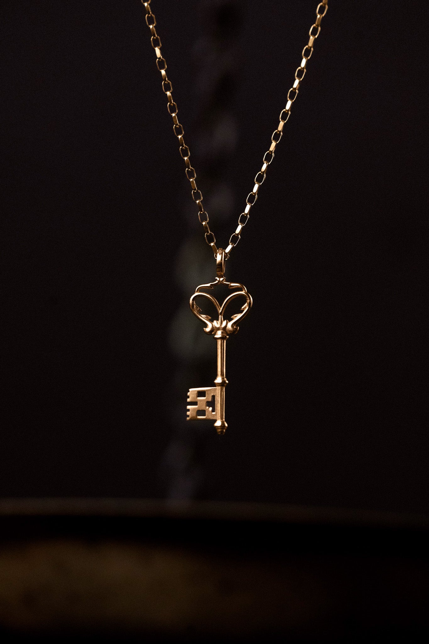 Gothic Key Small Gold Pendant Necklace