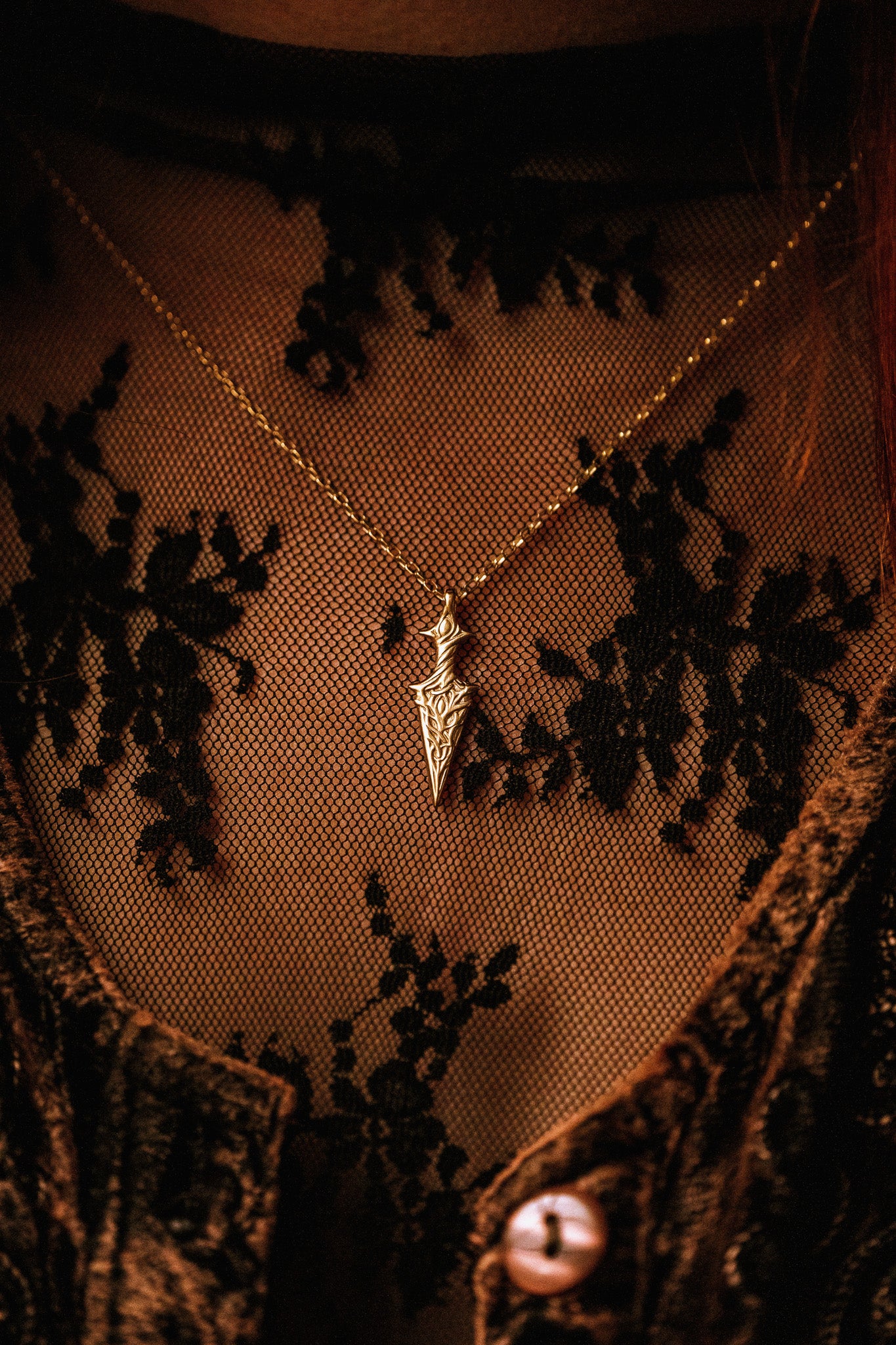 Athame (Fairy Dagger) Gold Necklace