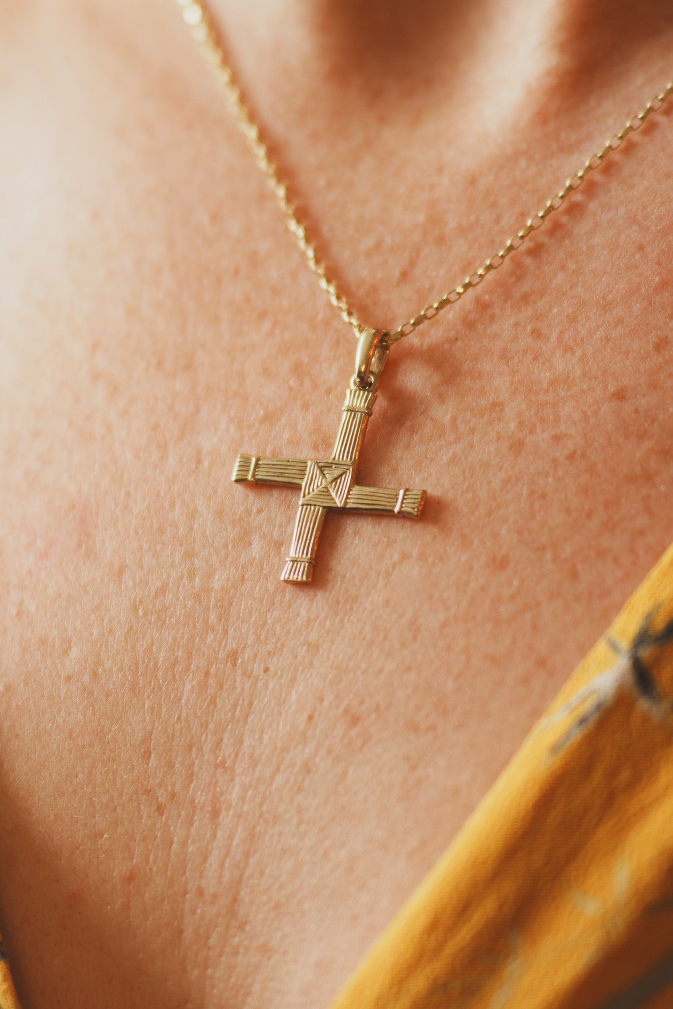 Gold St Brigid's Cross Pendant Necklace