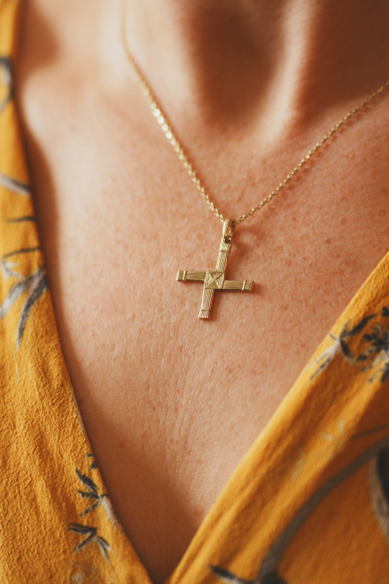 Gold St Brigid's Cross Pendant Necklace